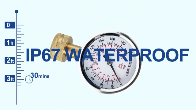Image of SENCTRL 0-100 Psi Lead-Free Water Pressure Gauge Test with Lazy Hand | 2.5 inch Dial Size, 3 /4 inch Female Garden Hose Thread, Stainless Steel Case, IP67 Waterproof, for Home Potable Water, House Tube
