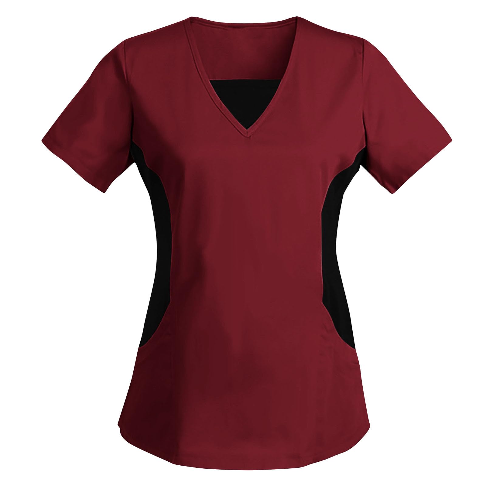 Womens Scrubs Tops Trendy Color Block Healthcare Nursing Uniform Comfy Workwear Comfortable Scrub Shirts