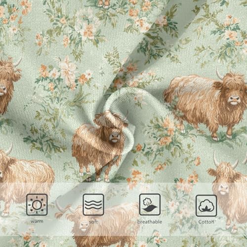 Girls Underwear Soft Cotton Highland Cows Flower Kids Panties in Sizes 2/3t, 4t, 5t, 6 and 83