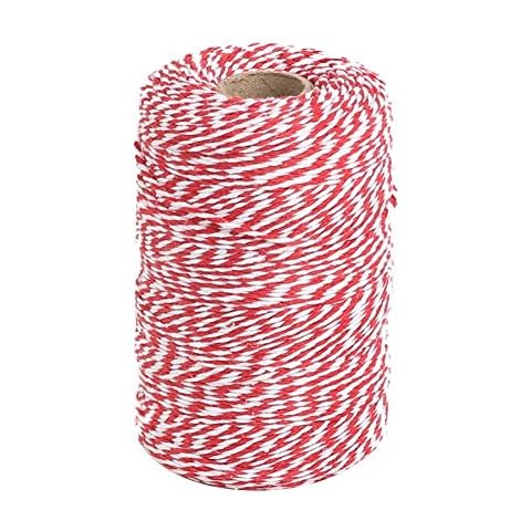 Tenn Well Red and White Twine, 200m Cotton Bakers Twine String Perfect For Kitchen Cooking, Baking, Butchers, DIY Crafts, Wrapping Cover