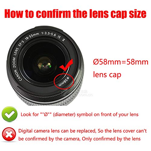 T7 Lens Cap 58mm Canon Rebel T8i 4000D w/ EFS 1855mm 호환가능 Fujifilm X