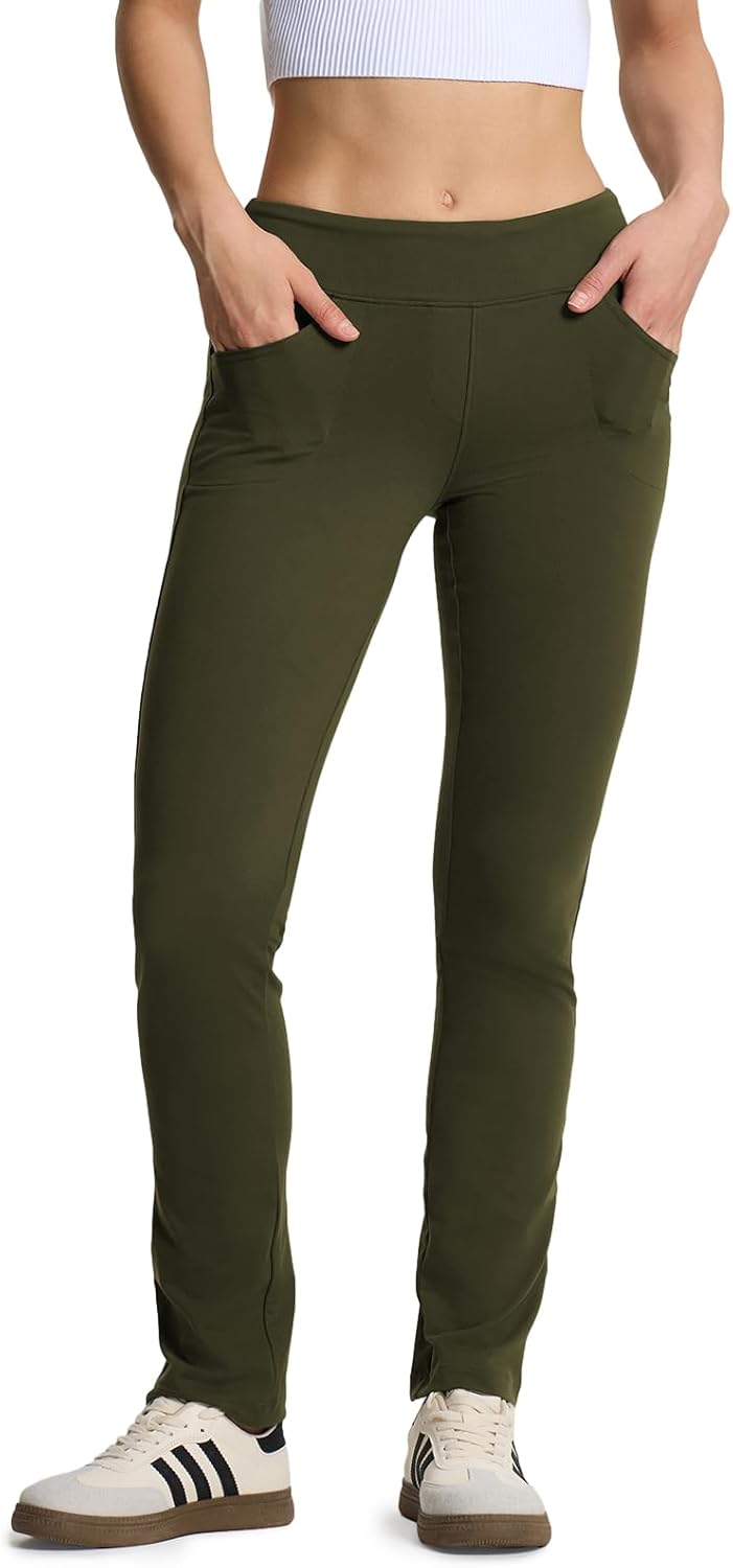 Yogipace Women's Petite/Regular/Tall 5-Pocket Straight Leg Yoga Dress Pants,Slim Fit Stretch Comfort Pants