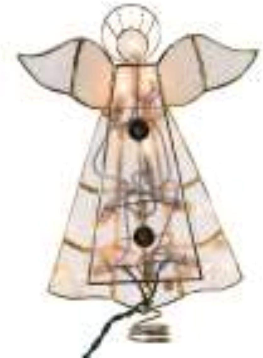 9.75" Lighted Gold Capiz Angel Trumpeter Christmas Tree Topper - Clear Lights