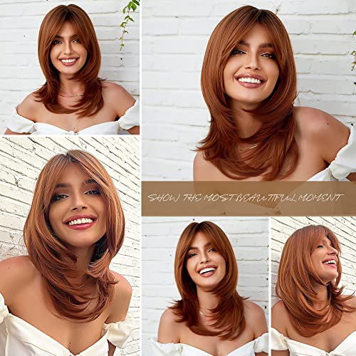 Perruque rousse thermorésistante longue à frange HAIRCUBE