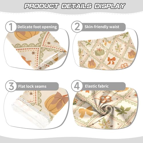 Bow and Pumpkin Girls Leggings,Workout Leggings for Girls Toddler Athletic Legging Size for 3-10T3