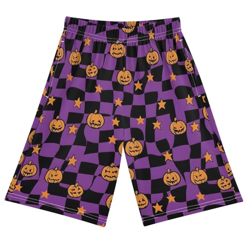 ALAZA Checked Pumpkin Star Pajama Shorts Sleep Shorts Pant Lounge Pajama Bottoms Elastic Waist with Pockets