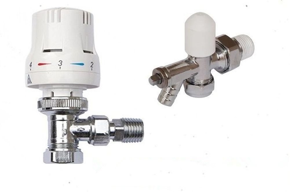 SWEETY HOUSE SWEET HOUSE Thermostatic Radiator Valve Set TRV + Lockshield Drain Off Valve 15mm x 1/2"
