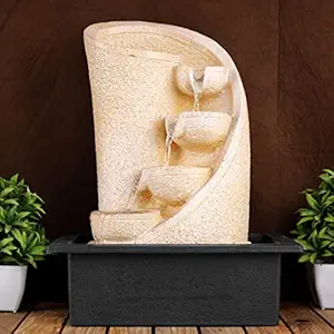 Heeran Art Polyresin Table Top Indoor Outdoor Water Fall Fountain with LED Lights Home Decor Decoration Gift Gifting Items-STN-SF32-(12)