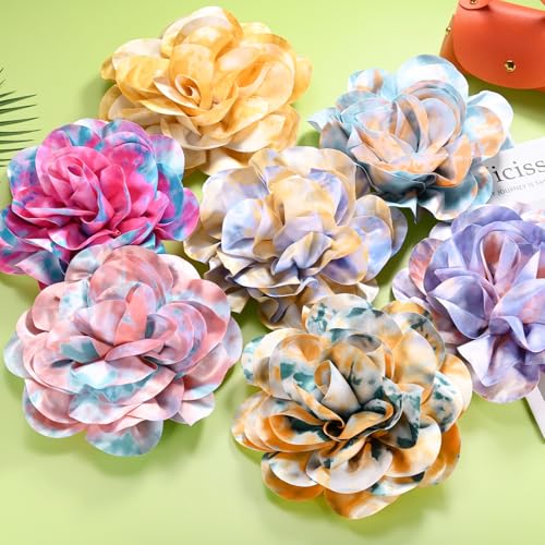 Image of M METERXITY Extra Large Rose Flower Brooches, Lapel Pins Dainty Satin Fabric Big Camellia Oversized Brooch Pin for Women