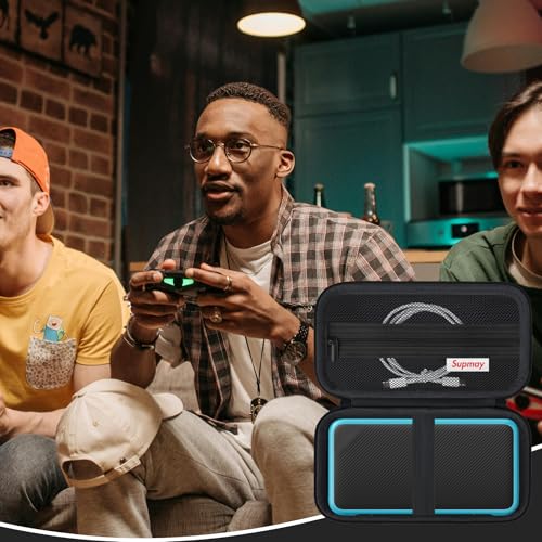 Image of Supmay Carrying Case Compatible with New Nintendo 2DS XL / R36 Max Retro Handheld Game Console, Video Game Console Travel Bag with Mesh Pocket for Charging Cable, TF Card, Manual, Black