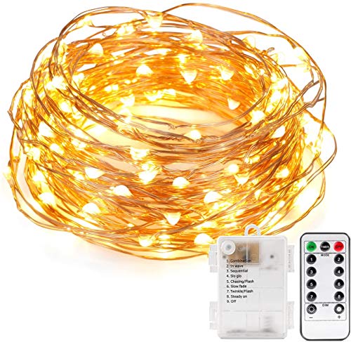 Kohree Cadena de Luces 60 Leds 6M a Pilas con Mando a Distancia de 8 Modos Impermeable Decorar para Casa Navida,Halloween Fiestas Interior y exterior