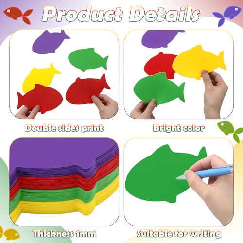 Image of Ireer 48 Pcs Large Foam Fish Cutouts 6 Inch Colorful Fish Shapes Classroom Bulletin Board Decoration Back to School Foam Die Cut for Teachers Crafts DIY Office School Chalkboard Wall Decor