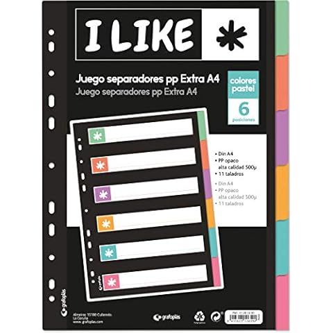 Juego de Separadores para Archivador Grafoplás 41261200 Colores Pastel Cover