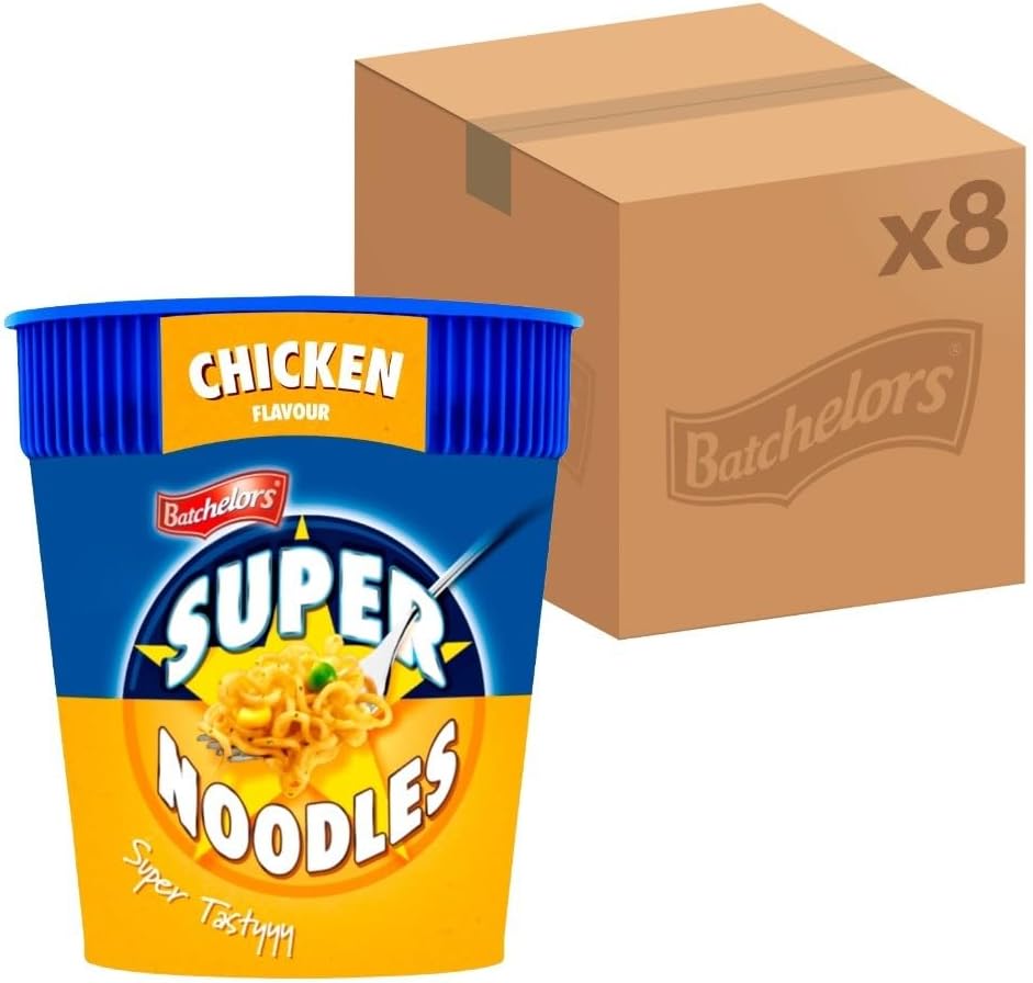 Batchelors Super Noodles Chicken Flavour, Instant Snack Ready in 4 Minutes, 75 g Pot (Pack Of 8)