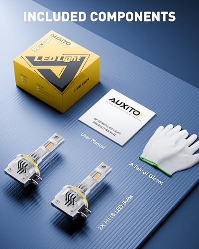 Image of AUXITO Upgraded H11B Bulb, 16000LM 3000K Amber Yellow Light, 1:1 Mini Size No Adapter Needed, 3 Min Quick Install, No Flicker, 99% Compatibility, Pack of 2