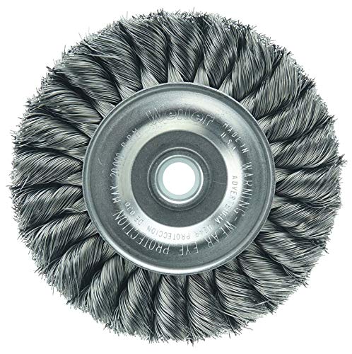 Image of Weiler 09134 4 inch Standard Twist Knot Wire Wheel, .0118 inch Steel Fill, 1 /2 inch-3 /8 inch Arbor Hole, Made in the USA (Pack of 5)