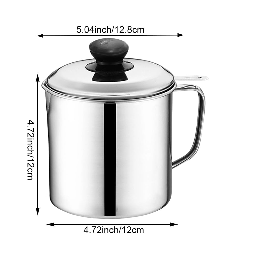 Colador De Aceite Bote De Grasa Con Filtro, Recipiente De Almacenamiento De Aceite De Tocino De Acero Inoxidable Olla De Almacenamiento De Aceite Con Colador De Malla Para Almacenamiento De Grasa En