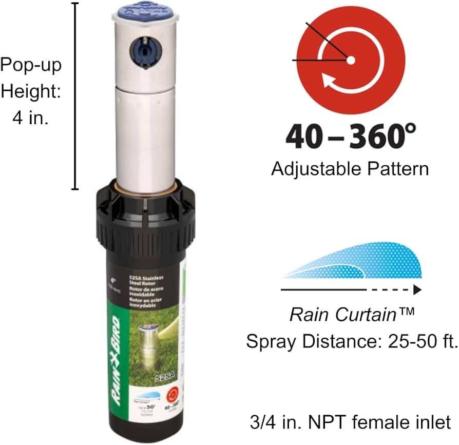 Rain Bird 52SA Stainless Steel Gear Drive Rotor, 40° to 360 Rain Bird 52SA Stainless Steel Gear Drive Rotor, 40° to 360