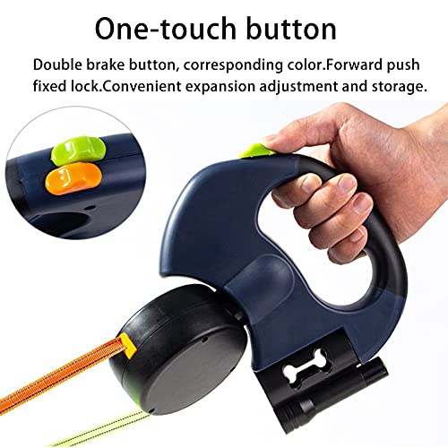 Double Retractable Dog Lead, 2 * 3m Head Pet Walking Leash Automatic Extendable Traction Leash for Small and Medium Dogs,360 Tangle-Free,One-Handed Brake (Dark Blue) - Image 3