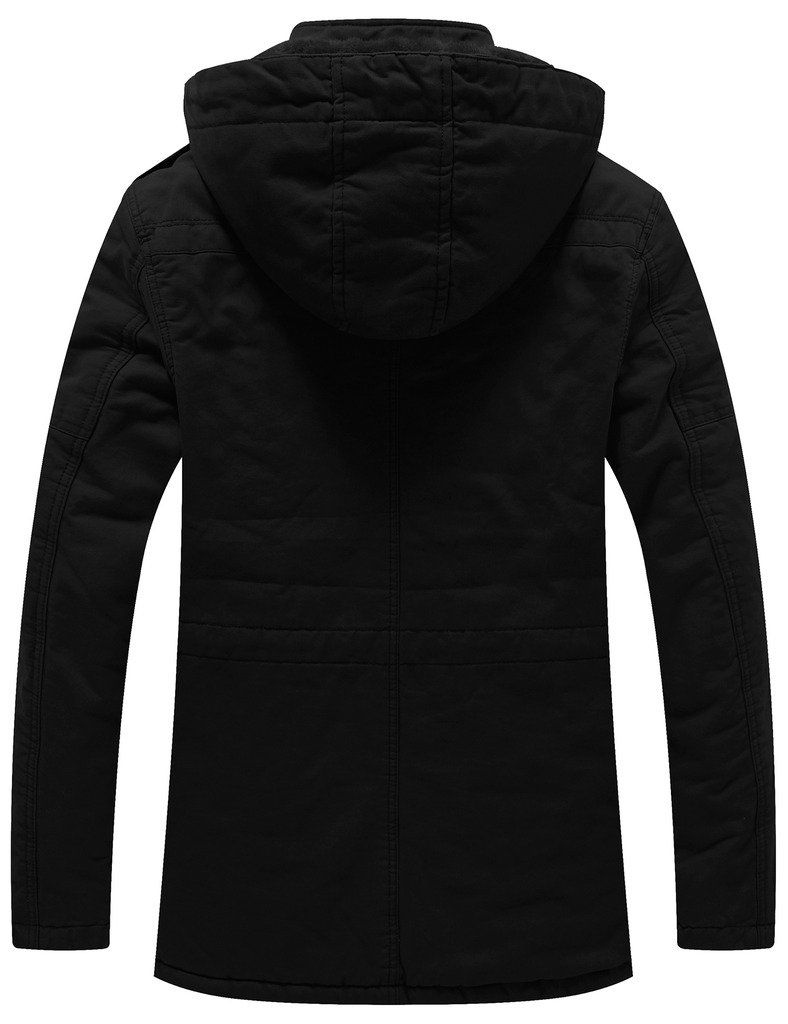 WenVen Chaqueta de Algodón para Hombre a Prueba de Viento Parka Casual Militar Clásica Parka Capucha Gruesa Extraíble con Pelo Cazadora Entretiempo Bolsillos Múltiples