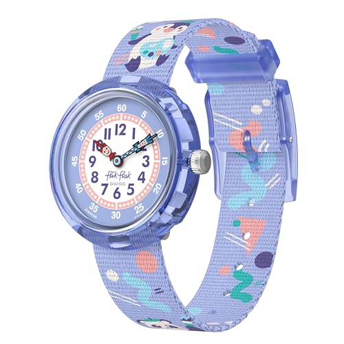 Flik Flak Girl Kids Watch Casual Purple Bio-sourced Water Resistant Quartz Arty Animals