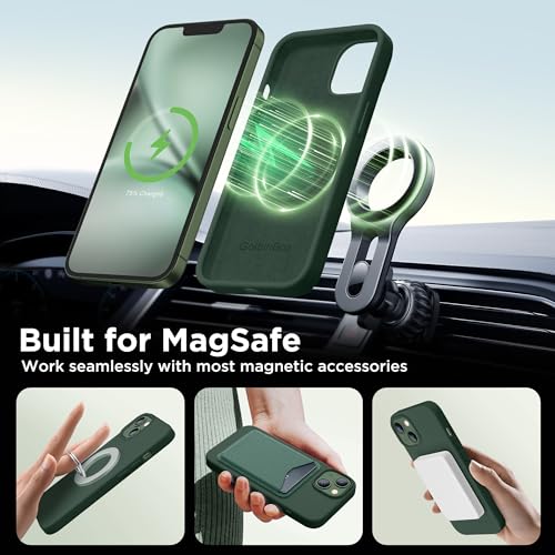 Image of GolbinBox Magnetic for iPhone 13 /14 Case, Silicone Cover, Dark Green