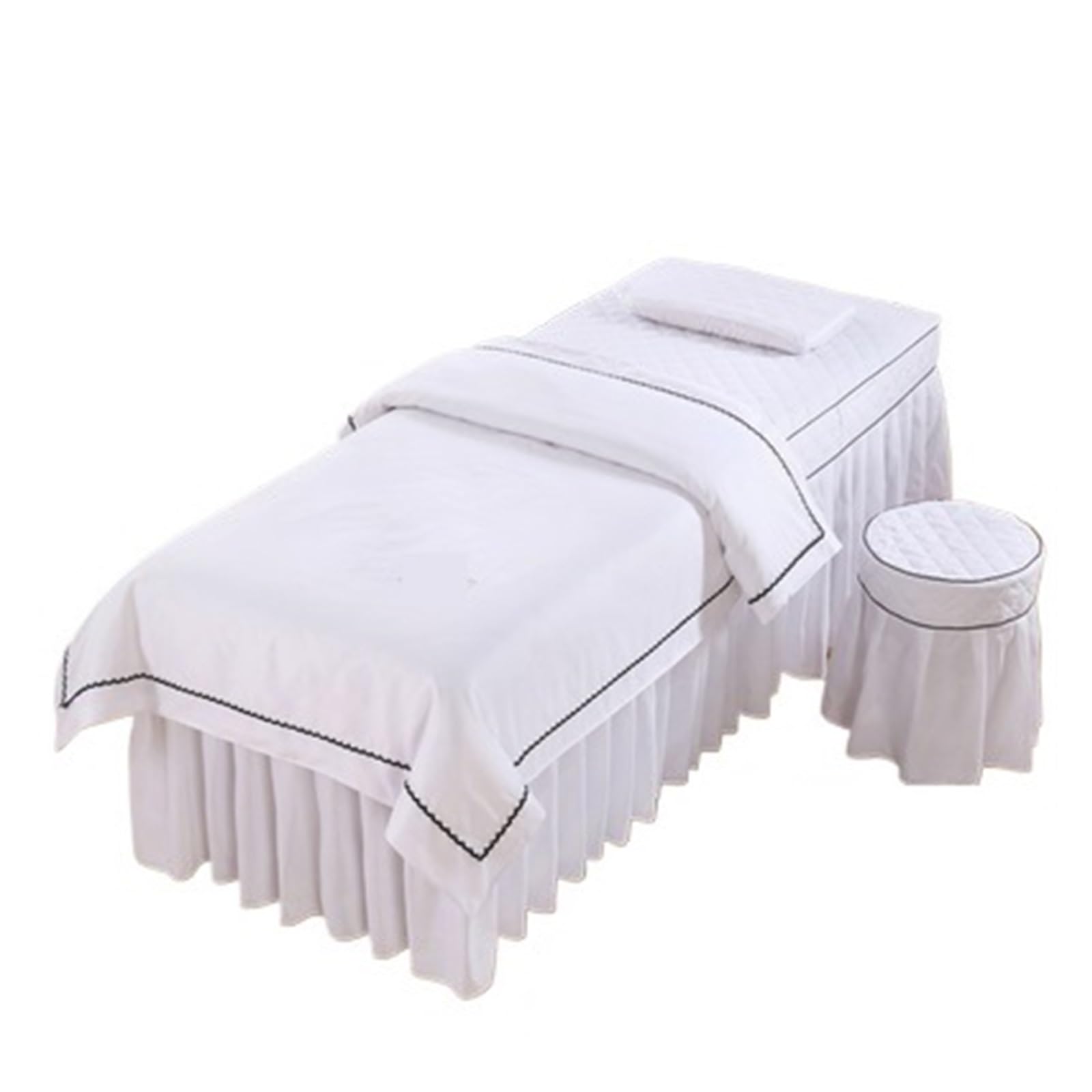 Massage Table Skirt 4pcs/Set Beauty Salon Bedding Set Massage Spa Bedskirt +Stoolcover+Pillowcase+Quilt Cover Bedspreads(Color 1,190x80cm)