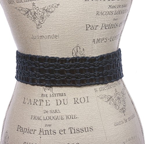 beltiscool Women's 2 3/8" or 60 mm Wide High Waist Braided Woven Full Grain Leather Belt3