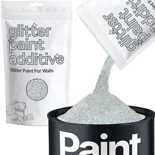 Hemway Silber Holographic Glitter Additive Farbe 100g / 3,5 Unzen für Acryl Latex Dispersionsfarbe - Interior & Exterior Wand, Decke, Holz, Lack, Totes flach, Matt, Glanz, Satin, Seide