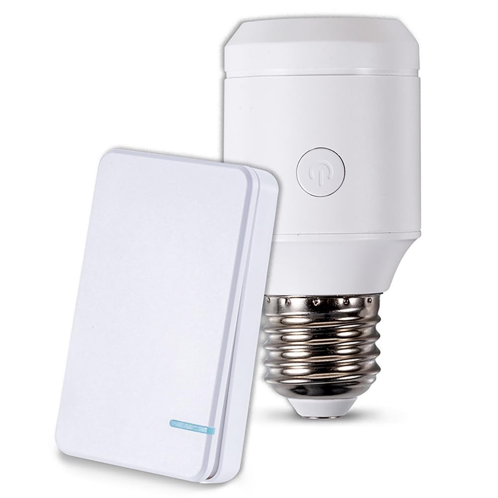Xnuiasqe Wireless Light Bulb Socket 500W, E26 E27 Base, Remote Control, No Wiring Required