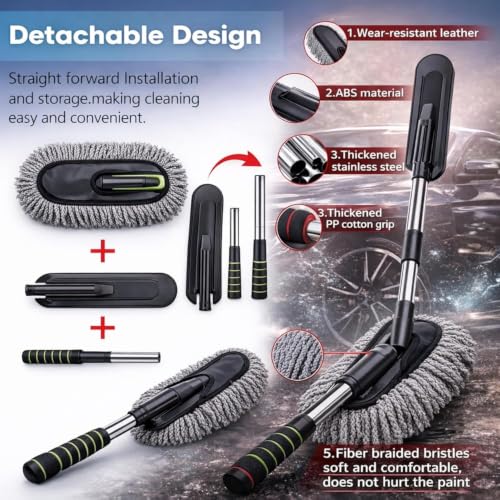 Image of 7 PCS Car Cleanig Kit with 3-in-1 Mini Vacuum Cleaner, Microfiber Cloth,Big Duster,Car Cleaning Anti-Fog Spray,Wheel Brush,AC Vent Brush&Interior Cleaning for velar,Truck