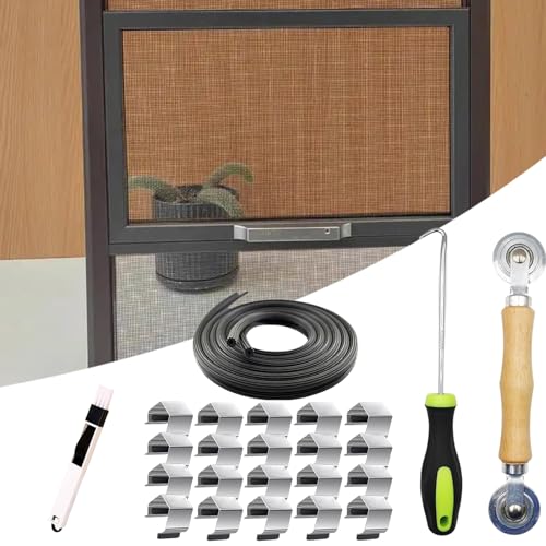 Kit de reparación para mosquiteras de 24 unidades con herramientas ajustables para ventanas 4