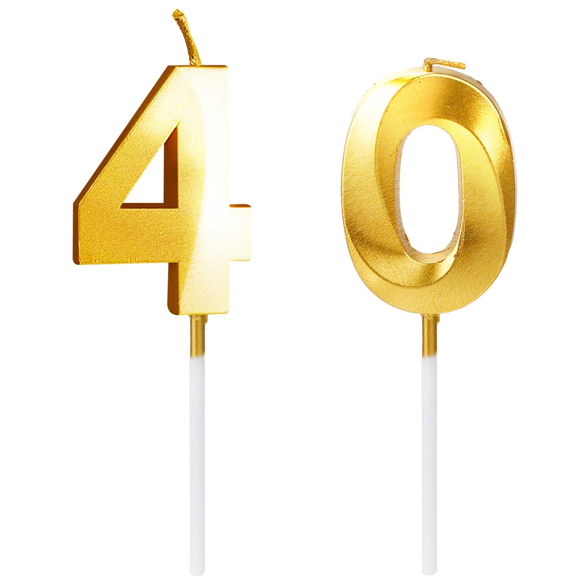 GLADFRESIT Gold Digital Cake Candles - Number 40 for 40th Birthday, Smokeless Environmental Protection Candle (Number 40), 2308-68