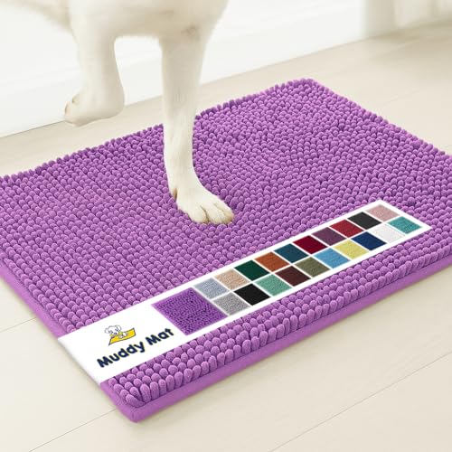 Image of Muddy Mat | Super Absorbent Door Mat Indoor, Microfiber Quick Dry Chenille Entryway Rug, Non-Slip Front Door Mat, Indoor Mats for Entryway, Machine Washable Pet Rug, Purple 24 inchx36 inch