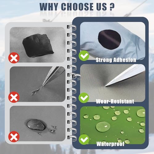 Image of 12Pcs 20X10cm Cahomo Nylon Self Adhesive Patches Fabric Repair Patch Nylon Repair Patch Waterproof Repair Patch for Down Tent, Sleeping Bag-Black
