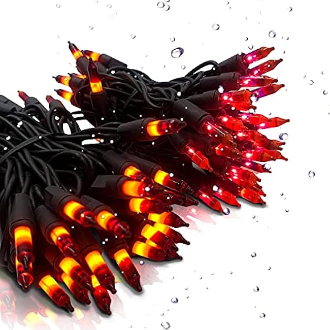 Halloween Orange Purple Lights String Outdoor 100 Mini Waterproof Incandescent Indoor Decoration Plug in 23 Feet Used for Patio Party Festive Courtyard Home (1, Purple)