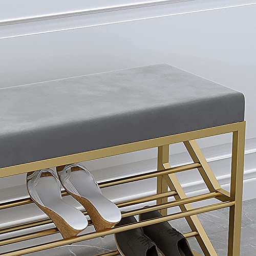 Banc de rangement à chaussures d'entrée à 2 niveaux et étagères en maille - 7