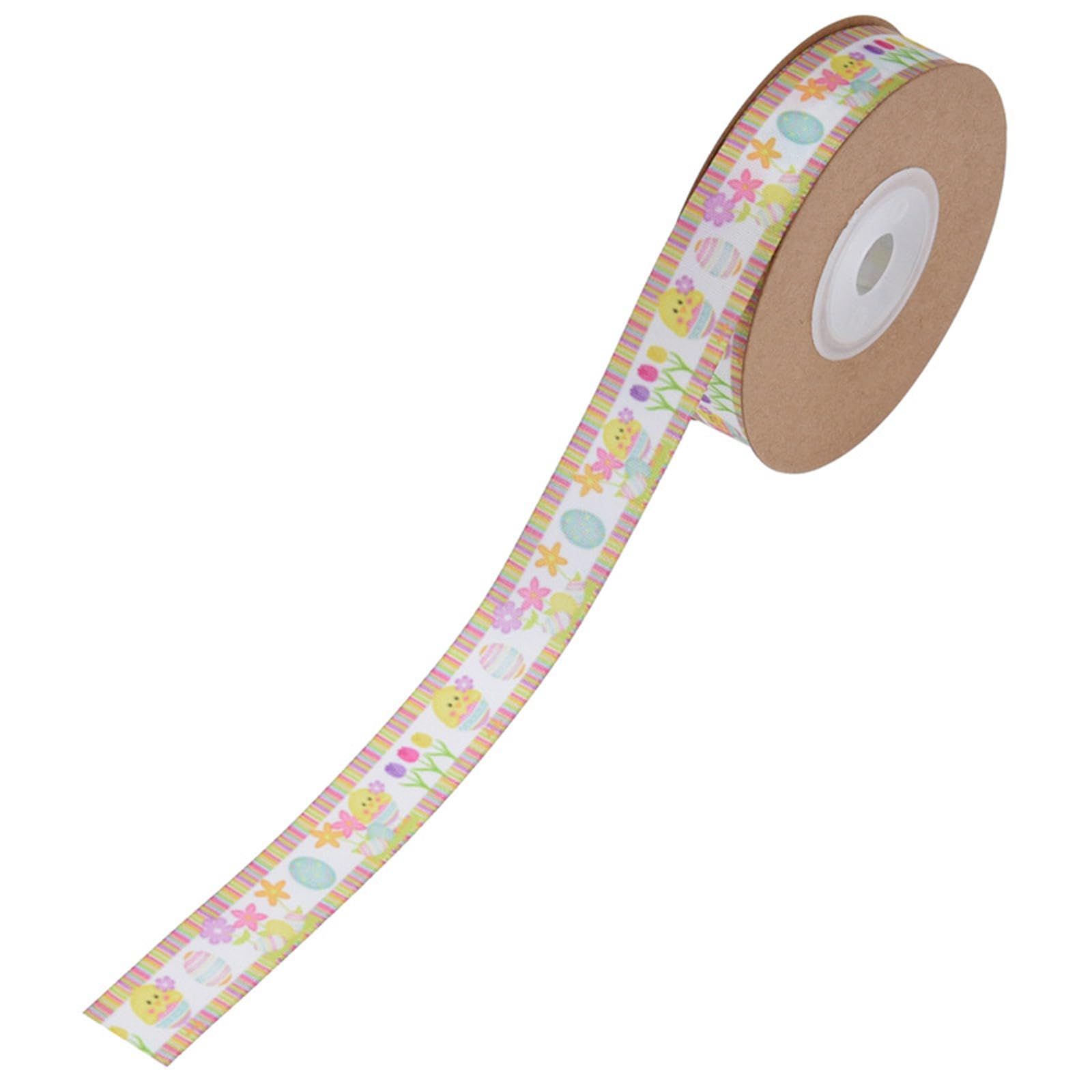carotoe Colorful Fabric Ribbon for Wrapping Lovely Patterned Ribbon Decorative Easter for Crafting and Scrapbooking Festival for Party Decorations