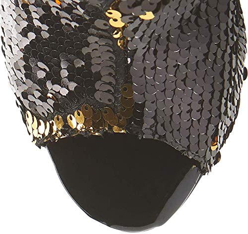 XYD Women Sexy Peep Toe Sequins Ankle Boots Stiletto High Heel Zip Up Autumn Prom Evening Party Dress Booties4