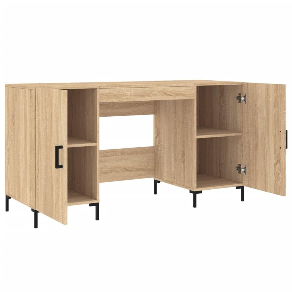 Scrivania Sonoma rovere 140 x 50 x 75 cm, materiale in legno, resistente, con 4 scomparti, ideale per casa, ufficio, giochi, piccoli spazi
