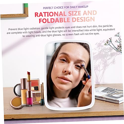Espejo maquillaje plegable con 3 LED blanco portátil miniatura 6