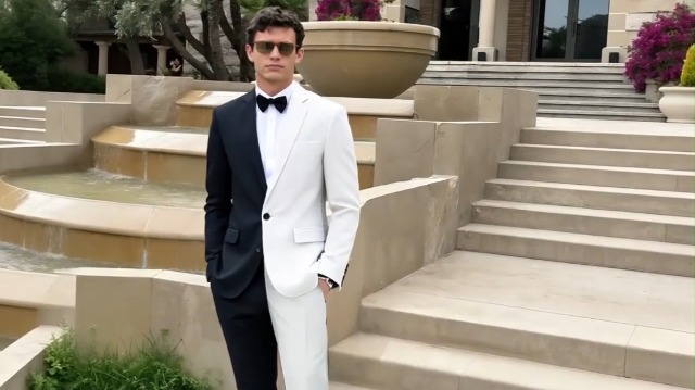Men's Two-Piece Suit, Black and White Split Design, Single Button Blazer  with Notched Lapel, Formal Wedding Party Wear at Amazon Men's Clothing store