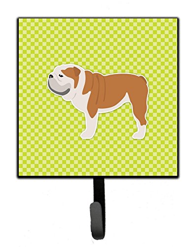 English Bulldog Checkerboard Green Leash or Key Holder