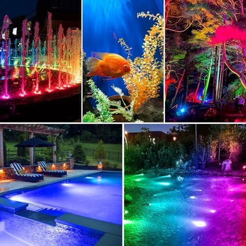 Miniatura 8 de T-SUNUS Luces LED que cambian de color, control de aplicación Bluetooth, IP68, impermeables, 4 en 1, luces sumergibles RGB para paisaje,