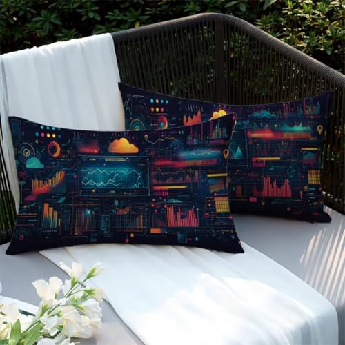 Housse de coussin extérieur imperméable 50x70 bleu canapé salon de jardin lin 2x