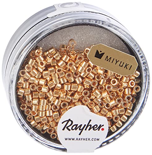 Rayher perles miyuki en verre 2 mm  perles de rocaille pour le tissage de perles  parfaites pour les loisirs créatifs  or métal