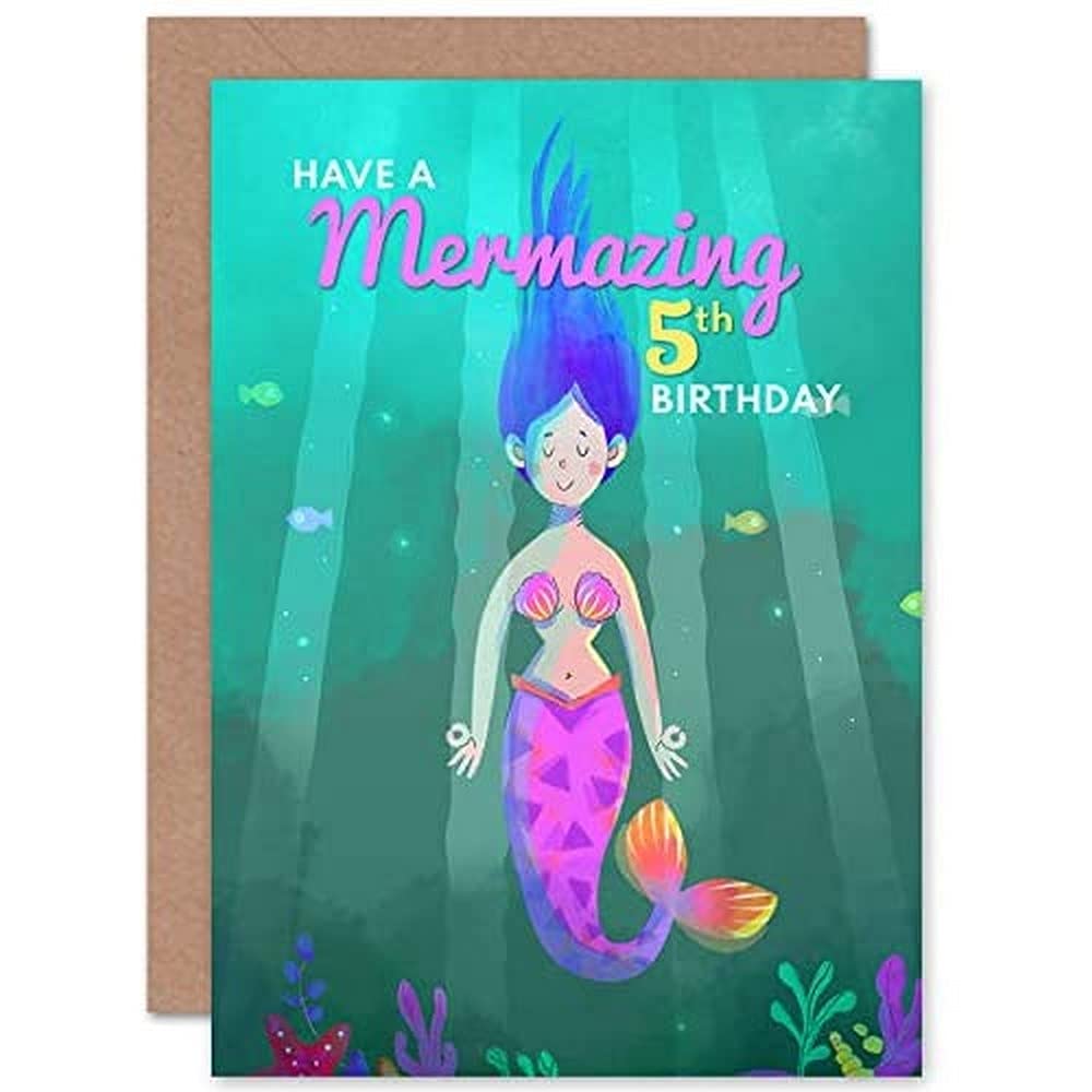 Artery8 Mermaid Pink Mermazing 12th Birthday Greeting Card - Green