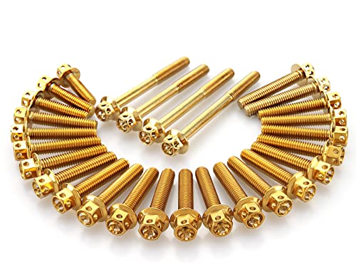 エンジンカバー ボルトセット ホンダ用 CB400SF NC39 28本セット フラワーヘッド ゴールド