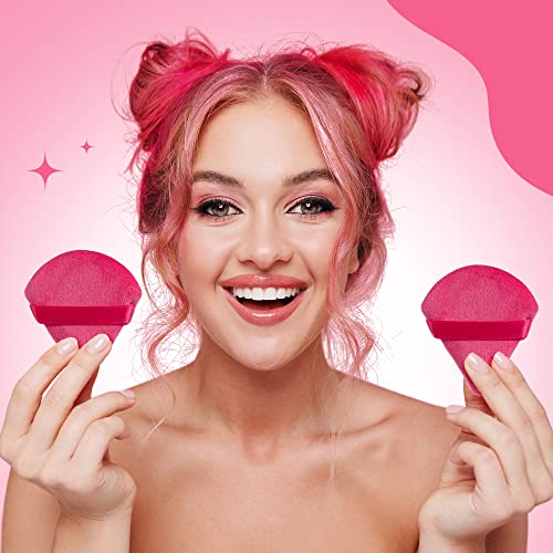Motzu 12 Pieces Pure Cotton Powder Puff, Made Of Cotton Velour In Triangle Wedge Shape Designed For Contouring, Under Eyes And Corners, 2.76 Inch Normal Size, With Strap, Makeup Tool For Cosmetic #TOP1