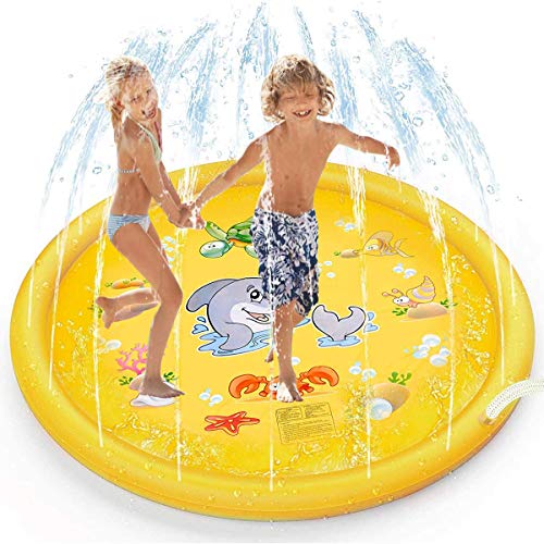 Watme Splash Pad, 170cm Sprinkler Wasser-Spielmatte, Sommer Garten Party Play Matte Wasserspielzeug für Baby, Kinder, Hund und Haustiere